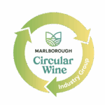 A green and gold circular arrow surrounds the words "Marlborough Circular Wine Industry Group" with a stylized vineyard logo at the top center.